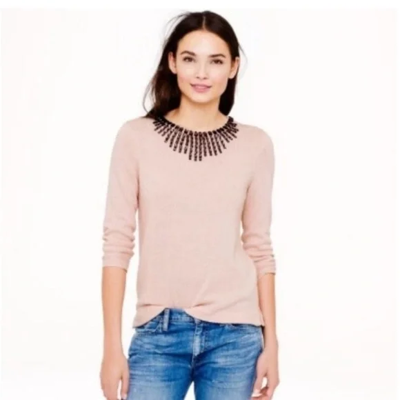 J. Crew - Blush Pink Jeweled Starburst Sweater - Picture 2 of 3
